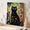 Gustave Klimt-Inspired Garden Cat Canvas Art - Waterproof, Framed Wooden Wall Decor for Living Room, Bedroom, Office & More