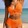 Women's Solid Color Rib Fabric Swimsuit Suit