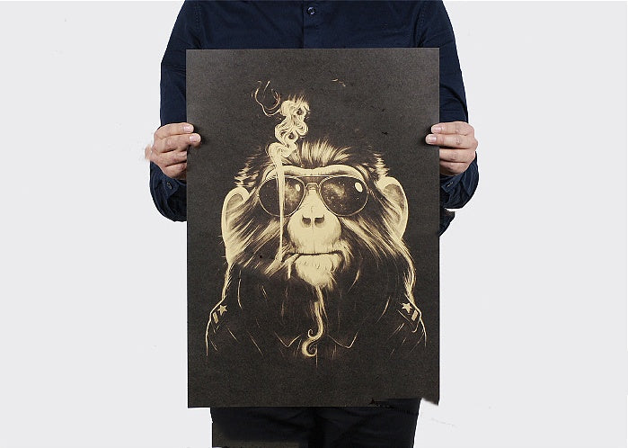Smoking OrangutanNostalgic RetroMovie Kraft Poster