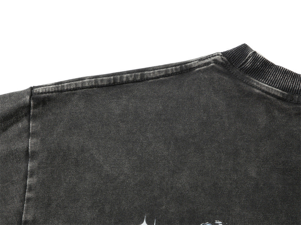 Dark Skull Skeleton Washed And Worn T-shirt Men