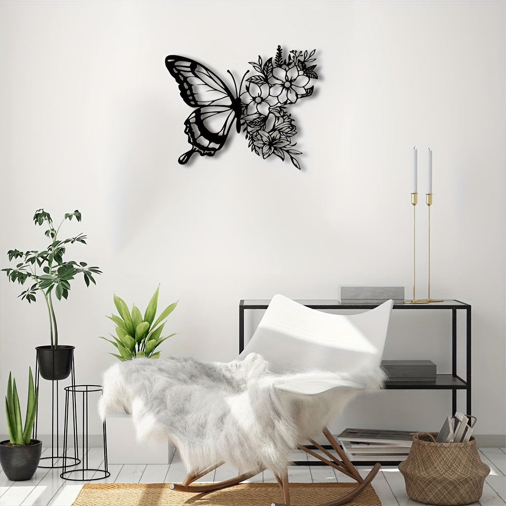 Butterfly Metal Wall Decor - Women, Homeowners, Boho-style enthusiasts, Farmhouse decor fans, Valentine's Day celebrants - Valentines-day, Classic, No Feathers, Metal, Use Without Electricity - Suitable for Bedroom, Living Room, Farmhouse