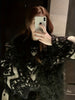 Women's Color Block Furry Crew Neck Long Sleeve Sweater for Fall & Winter