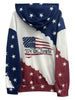 American Flag Print Drawstring Hoodie, Casual Long Sleeve Kangaroo Pocket Sweatshirt, Women's Clothing