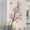 A set of two (11.81*23.62inch*2pcs) peach blossom branch and bird wall stickers for living room background wall room decoration wall stickers self-adhesive wholesale wall stickers (MS8060)