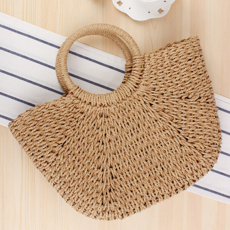 Straw bow crossbody woven bag