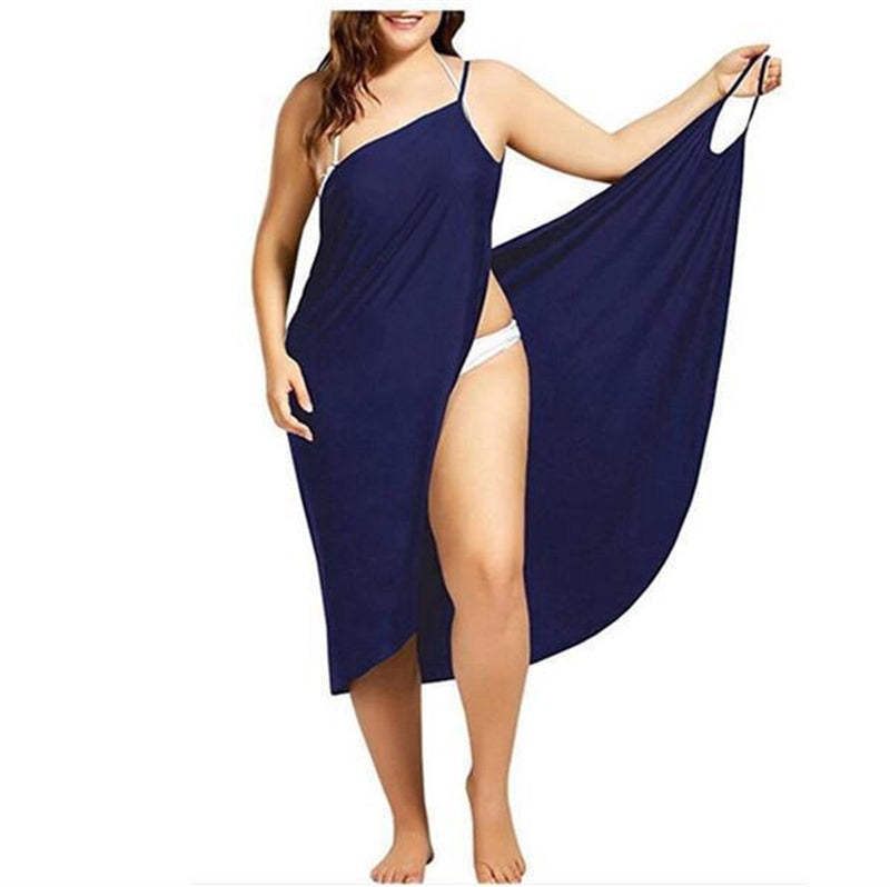 Stitching Solid Color  Beach Dress Suspender One-piece Skirt