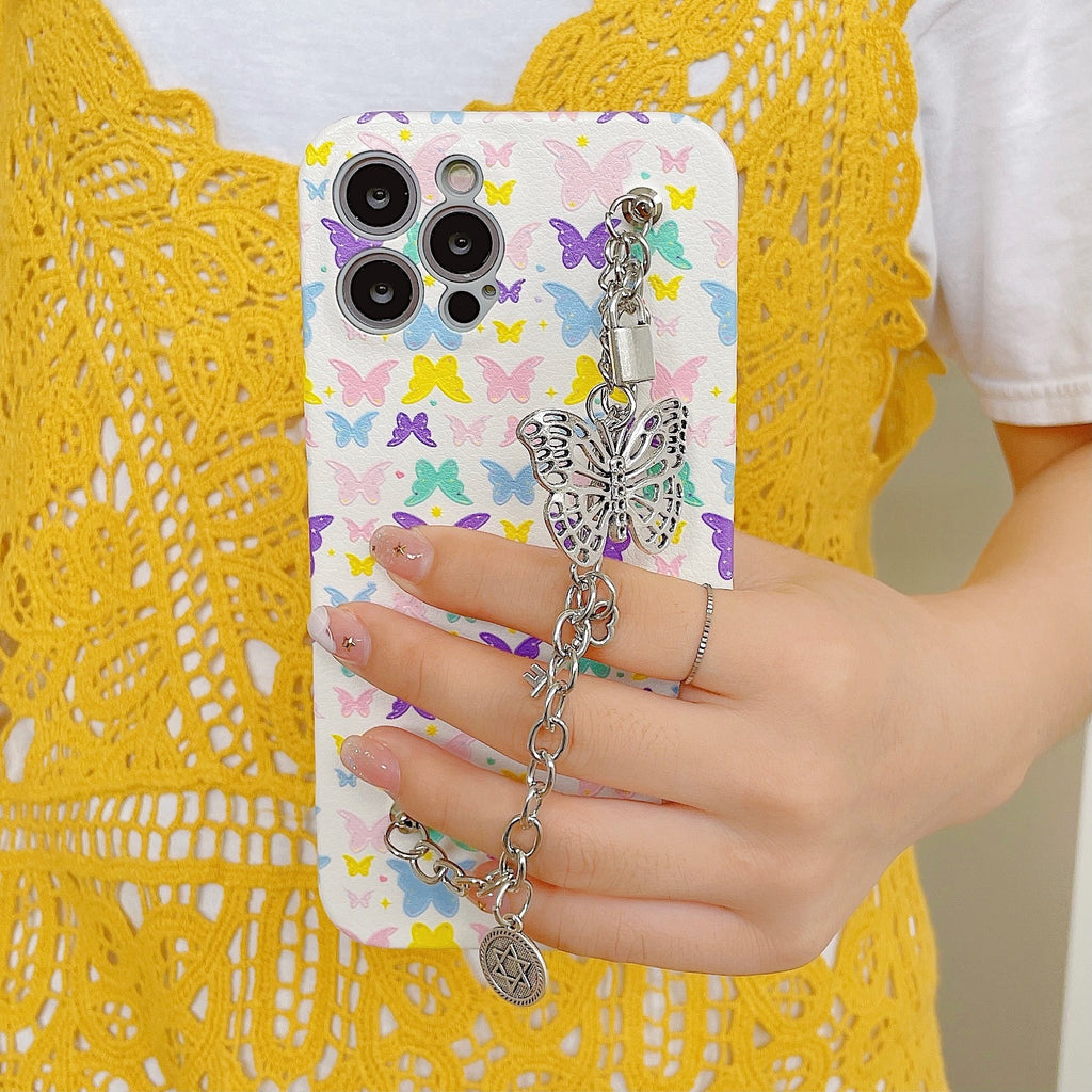 Butterfly Love Leather Soft Rubber Bracelet Phone Case