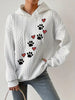 Dog Paw Prints, Heart Prints Long Sleeved Rope Cute Pullover Hoodie