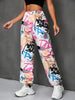 Vibrant Graffiti Print High-Waist Jogger Pants - Women's Casual Pants for Spring & Summer - Comfortable, Versatile, and Stylish Fashion Essentials