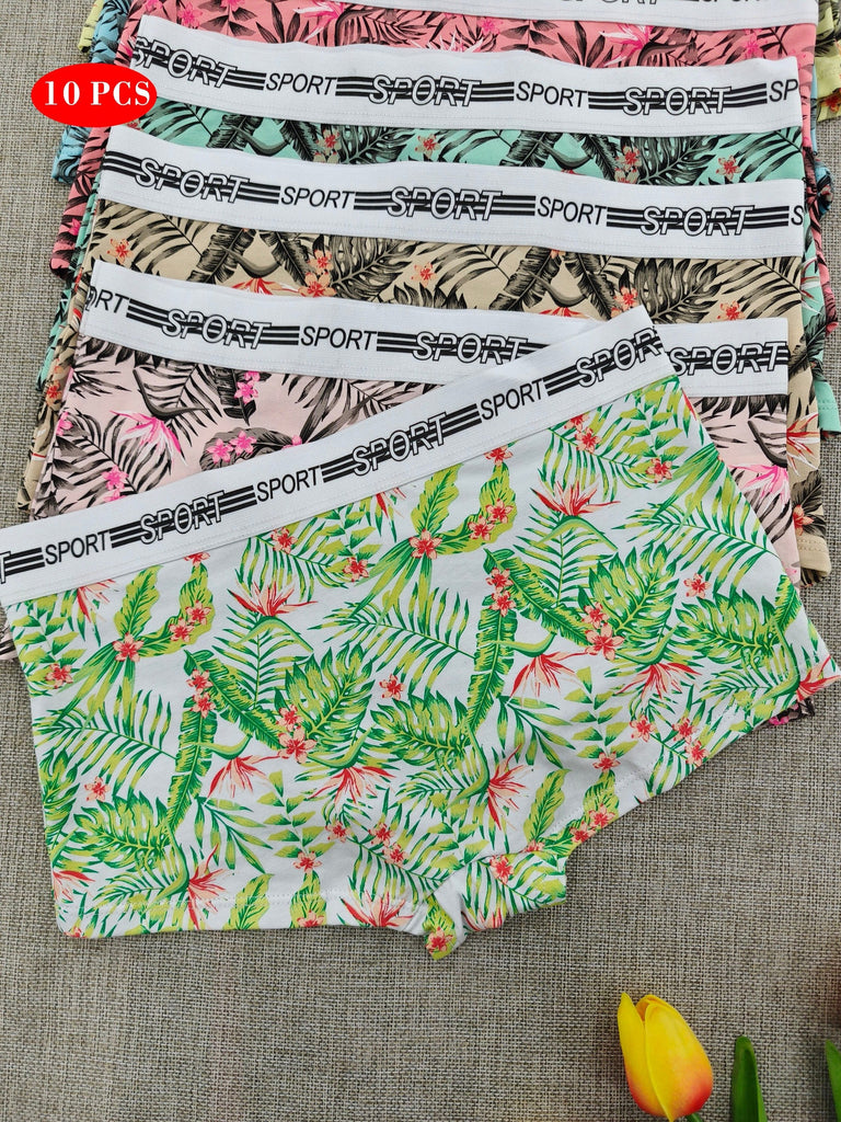 10pcs Colorful Letter Print Seamless Boyshorts - Ultra Comfy, Breathable, Stretchy, and Soft Intimates Panties for Women - Sexy Lingerie & Underwear with Comfortable Fit