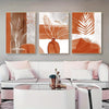 Boho Chic 3pcs Canvas Wall Art Set - Terracotta Tones with Simple Shapes & Lines, Frameless Prints for Bedroom, Living Room, or Home Office Decor