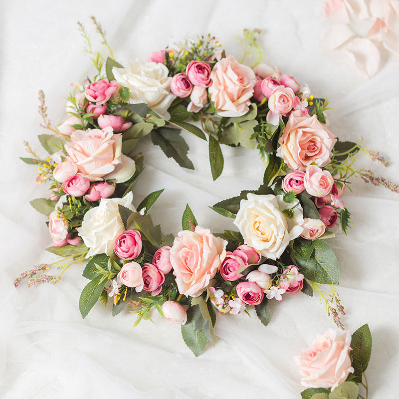 The rose flower wreath hanging wall flowers simulation round heart-shaped ornaments wedding wedding room decoration decoration wall Home Furnishing