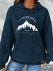 Mountain Print Hoodie, Drawstring Casual Hooded Sweatshirt For Winter & Fall, Women's Clothing