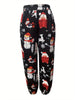 Cozy Christmas Reindeer Print Women's Jogger Pants, Elastic Waist Loose Fit with Pocket, Casual Holiday Wear