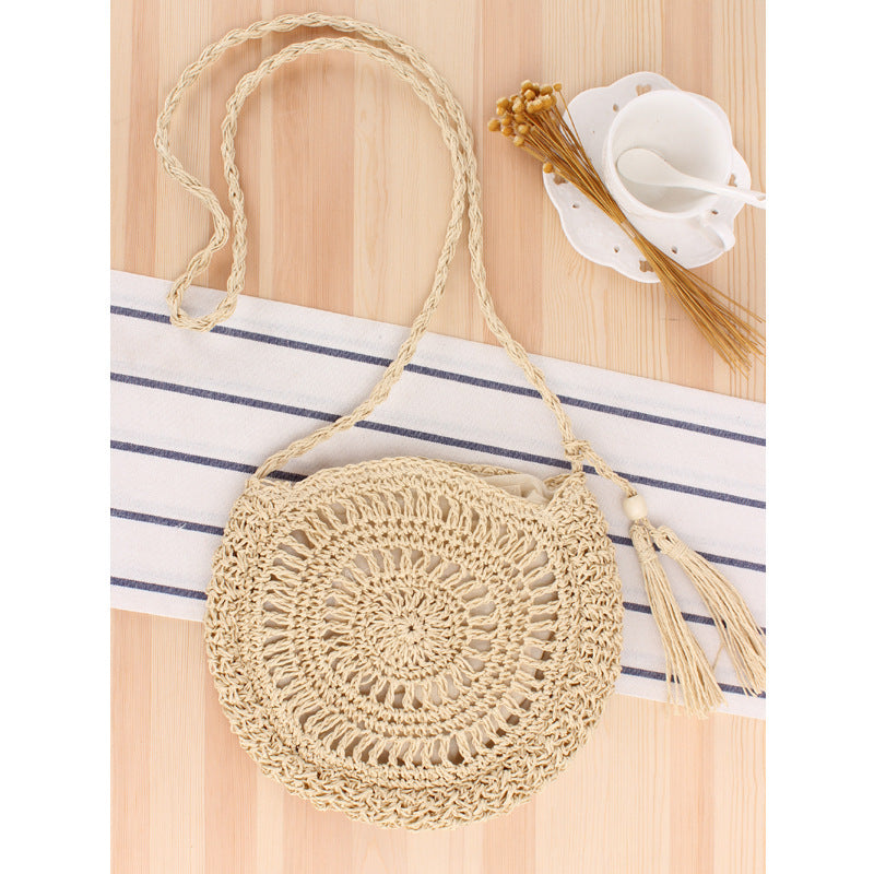 Straw bow crossbody woven bag