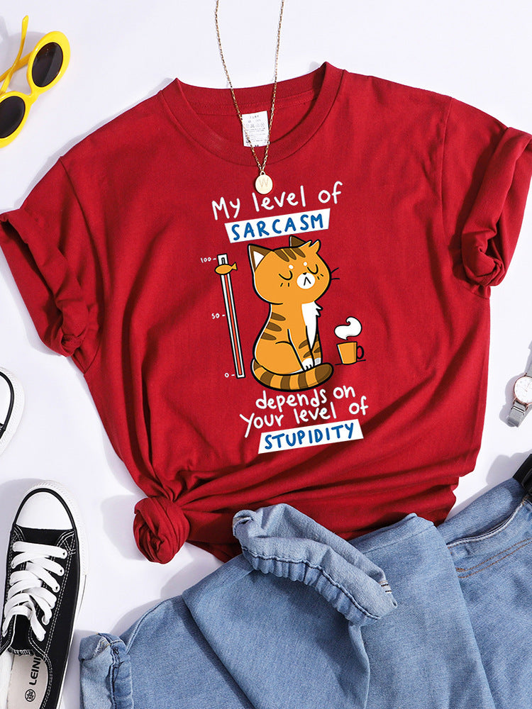 Pattern T-shirt Fashionable Printed Fashion Loose T-shirt Cat