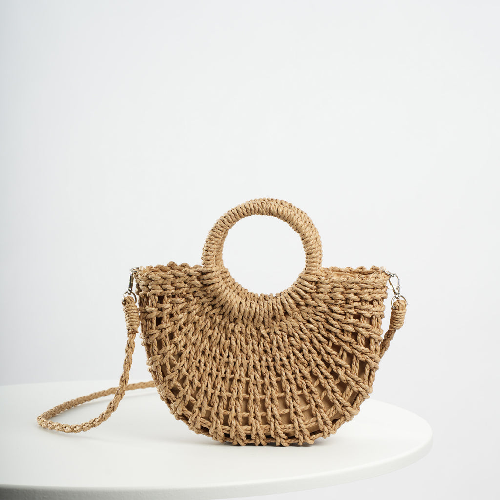 Women's Fashion Handmade Straw Woven Hollow Crossbody Bag