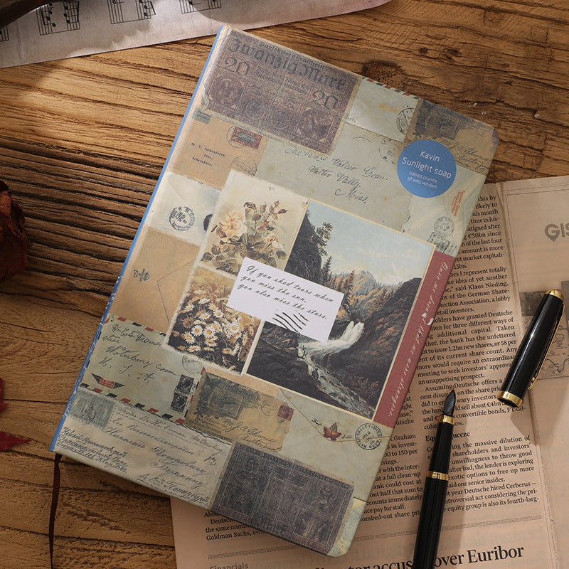Kraft Paper Journal Book A5 Retro Coloring Page Illustration Artistic