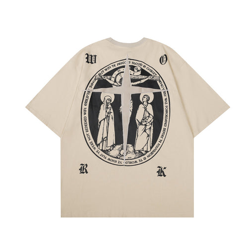 Summer High Street Tide Brand Loose Cotton Half-sleeve T-shirt