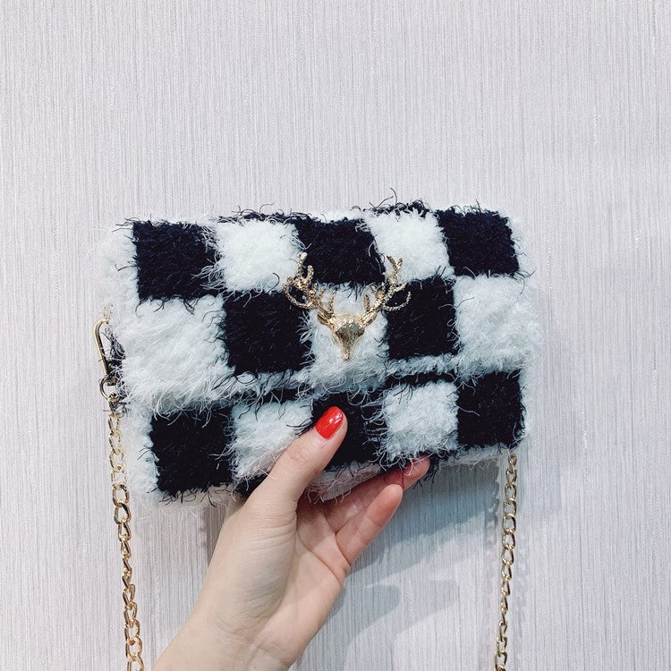 Plush woven shoulder bag