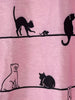 Cute Cat Print V Neck T-shirt, Casual Long Sleeve Top For Spring & Fall, Women's Clothing