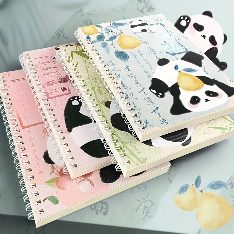 2pcs Cute Panda Themed Spiral Notebooks, Thick Lined Paper for Writing and Drawing, Smooth Finish Daily Office Supplies, for Spring