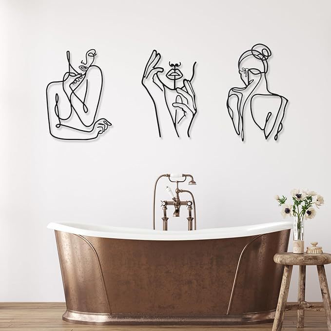 Art Woman Silhouette Interior Decoration Iron Line Metal Wall Space Wall Hanging