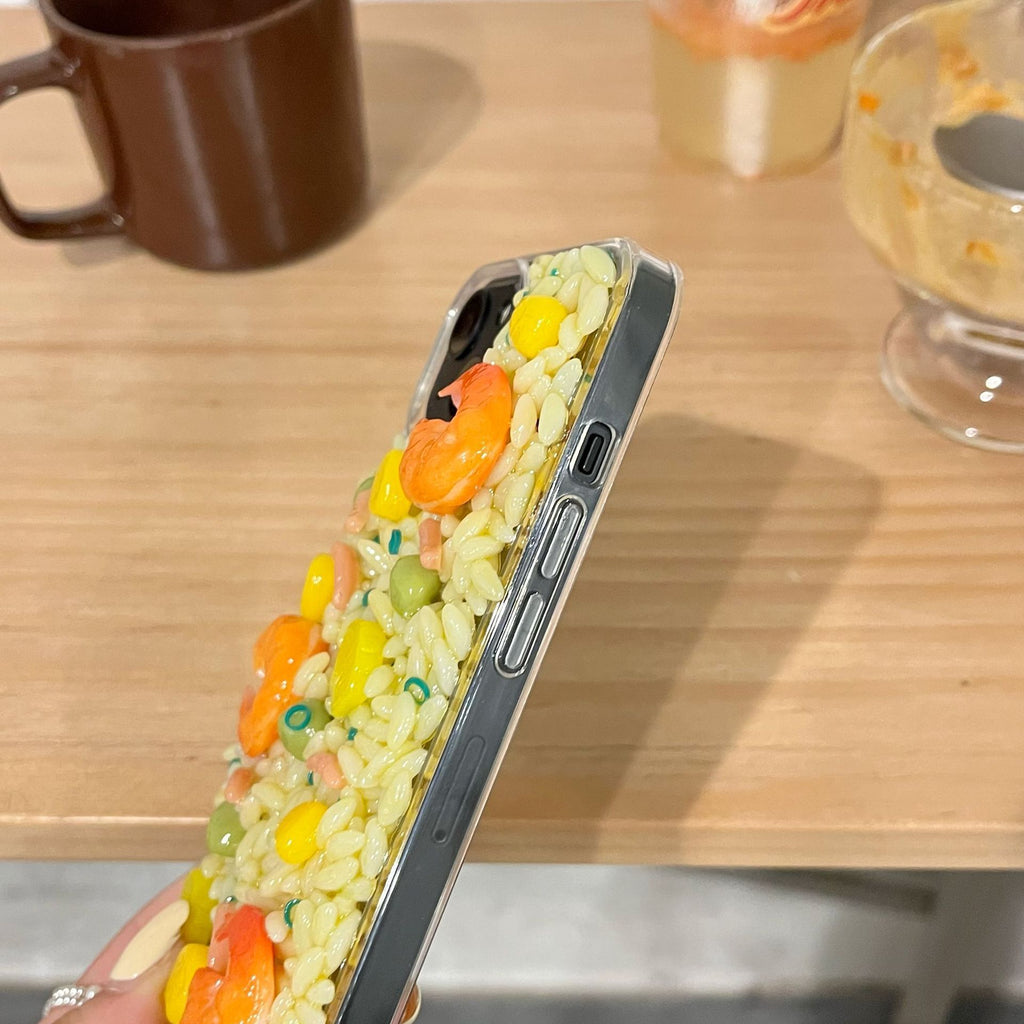 Funny Epoxy Three-dimensional Shrimp Fried Rice Drop-resistant Phone Case