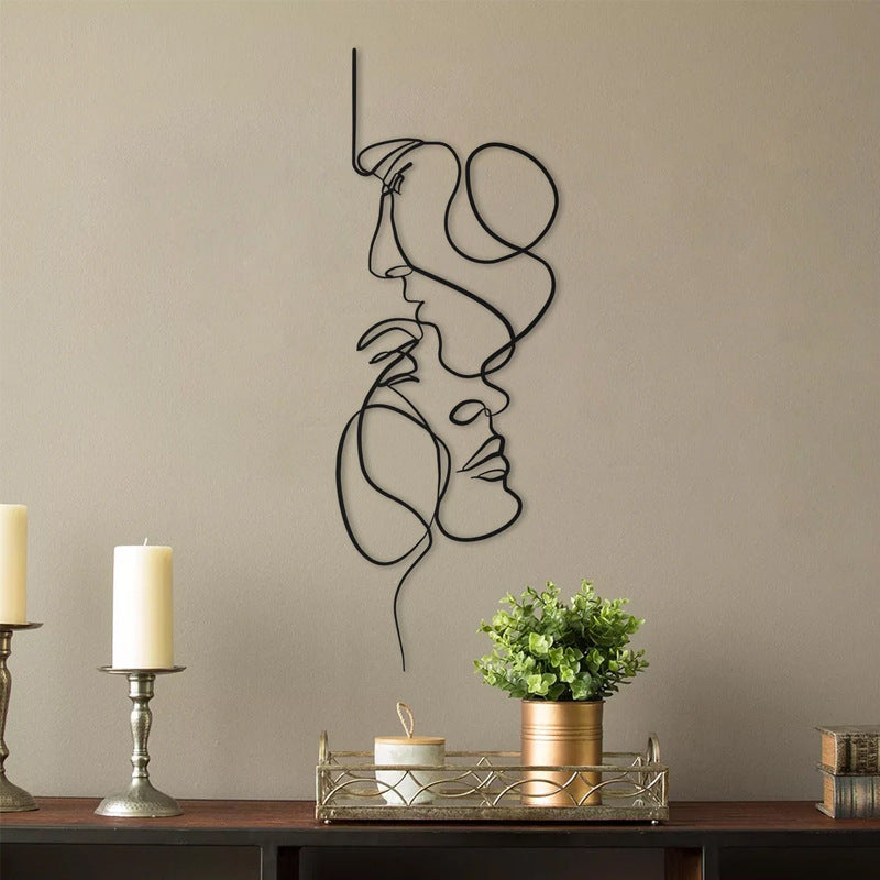 Indoor Face Line Art Decorative Metal Ornaments