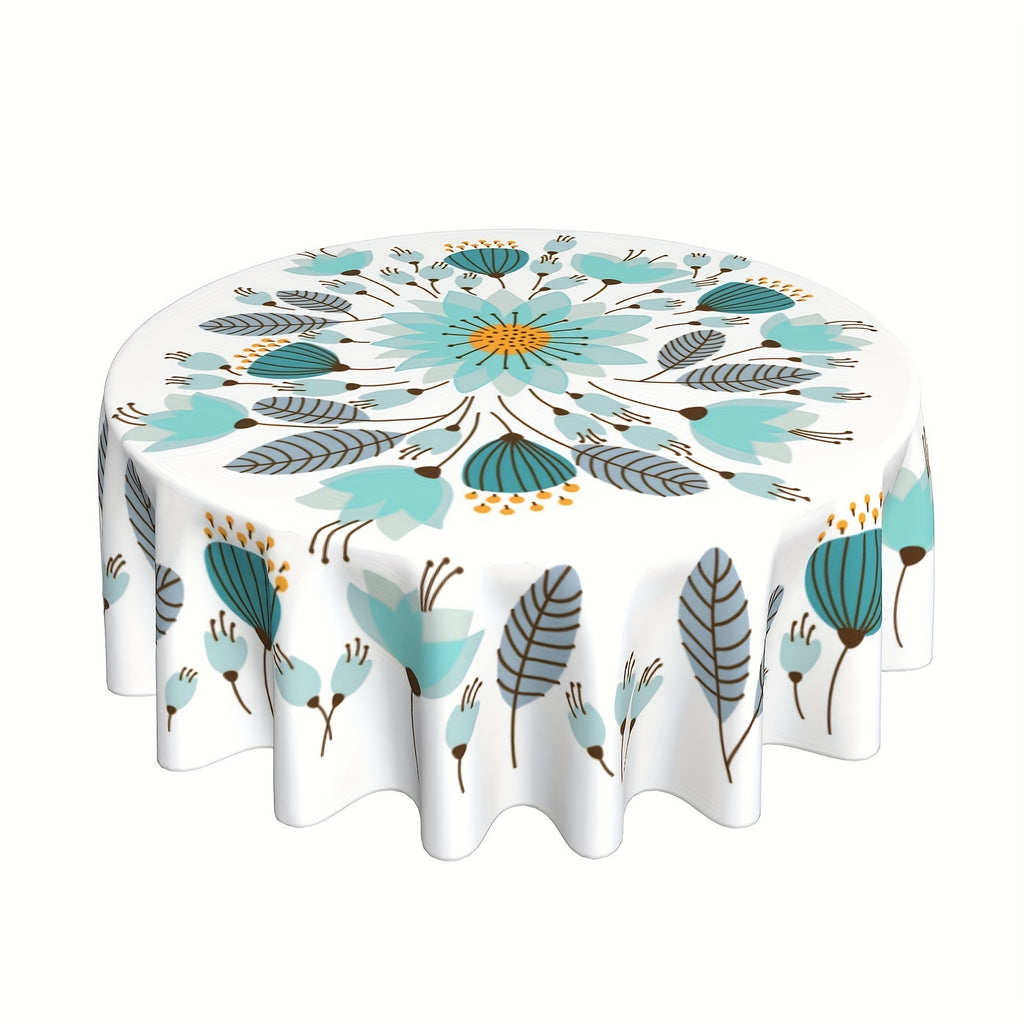 1pc Floral Round Tablecloth 60 Inch Farmhouse Rustic Tablecloth Spring Summer Tablecloth Boho Flowers Outdoor And Indoor Party Dining Picnic for restaurants/cafes