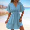 Ice Silk Cloth Lace Stitching Beach Dress Bikini Swimsuit Outwear Blouse