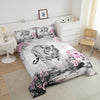 Castle Fairy Rose Flower Tiger Kids Comforter Set Queen Size, Africa Fierce Wildlife Animals White Tiger Bedding Set For Men Women Adults, Multicolor Floral Botanical Painted Print Quilt 3 Pcs Fashionable Home Products Suitable For All Seasons