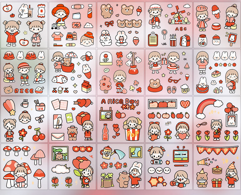 Hand Account Waterproof Sticker Water Cup Decoration Small Pattern Cartoon Girl
