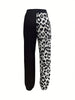 Leopard Print Jogger Sweatpants, Casual Slant Pockets Elastic Waist Pants For Fall & Winter, Women's Clothing