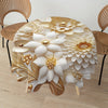 1pc Polyester Round Tablecloth - Floral Digital Print, Stain & Waterproof Pleated Table Cover for Party, Home, Banquet & Patio Use - Machine Woven, No Fade, Easy Care