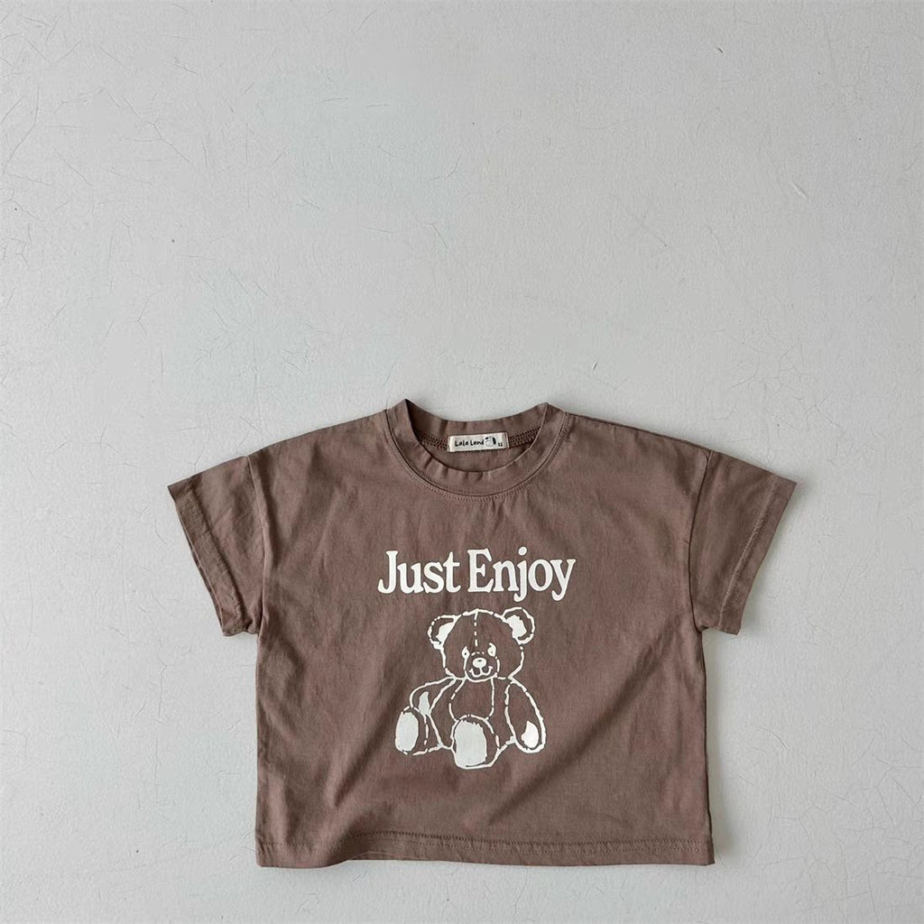 Three-color Infant Toddler Cartoon Bear Top Short-sleeved Casual T-shirt