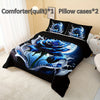 3pcs Modern Fashion Polyester Comforter Set (1*Comforter + 2*Pillowcase, Without Core), Blue Rose Glowing Moon Print Bedding Set, Soft Comfortable And Skin-friendly Comforter For Bedroom, Guest Room.