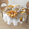 Stain-Resistant & Waterproof Round Tablecloth - Floral Design, Pleated Polyester Cover For Parties, Kitchens & Patios - Ideal Gift