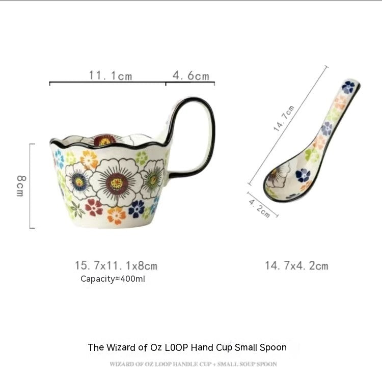 Handmade Large Capacity Painted Irregular Breakfast Cups For Household Use