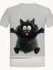 Funny Cat 3D Print Crew Neck T-shirt For Men, Casual Short Sleeve Top, Men's Clothing For Summer Daily Wear