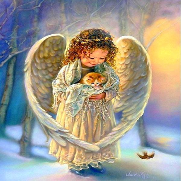 Angel And Kitten 5D Diamond Painting Kit