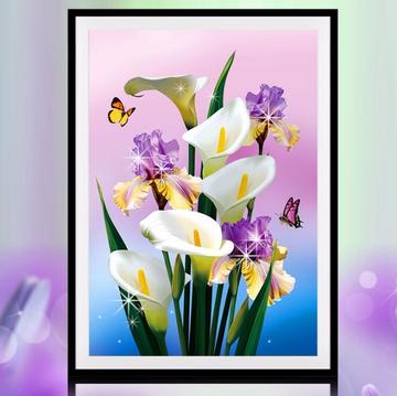 Calla Lilies With Dancing Butterflies 5D Diamond Painting Kit