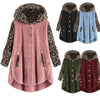 Women Fleece Leopard Sweater Teddy Fuzzy Faux Fur Cardigan Hooded Winter Coat Plus Size 5XL Fluffy Sweaters Lady Oversized Top