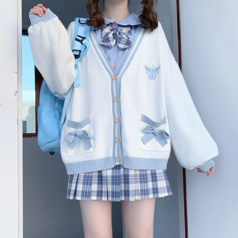 2023 Autumn Winter Women Sweater Loose Japanese Style Sweet Knitted Cardigan Embroidery Oversize Harajuku Female Cardigans Cute