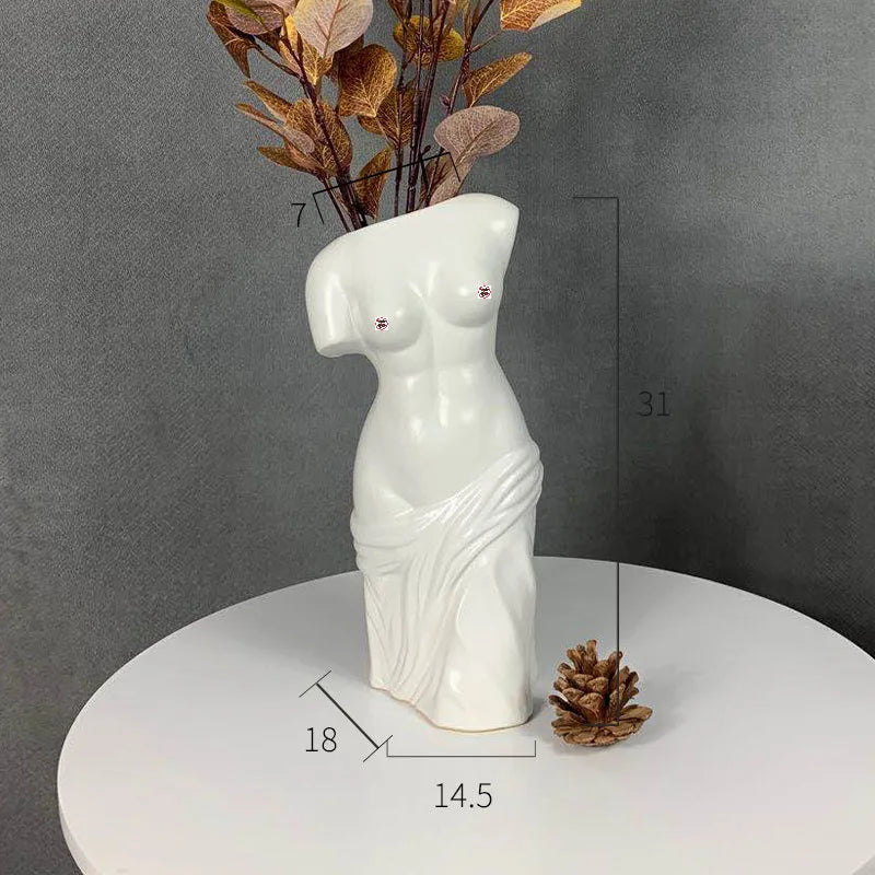 Ceramic Vase Venus Statue Abstract Art Body Flower Arrangement Goddess Sculpture Terrarium Pots Home Decoration Accessories