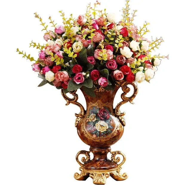 30cm European Resin Vase Stereoscopic Dried Fowers Arrangement Wobble Plate Living Room Entrance Ornaments Home Decorations