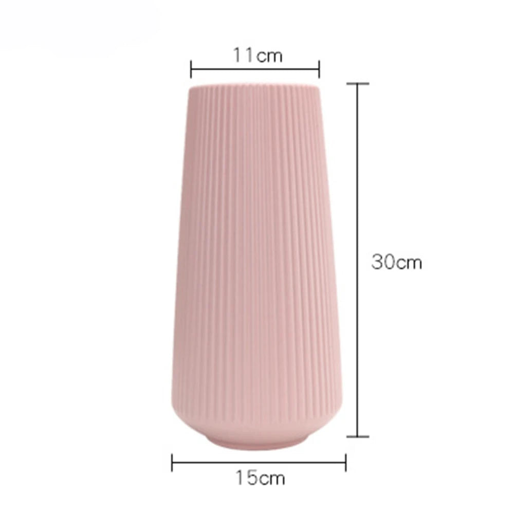 Unbreakable Plastic Flower Vase Big Container Imitation Glaze Flower Pot For Home Living Room Table Arrangment Nordic Decoration