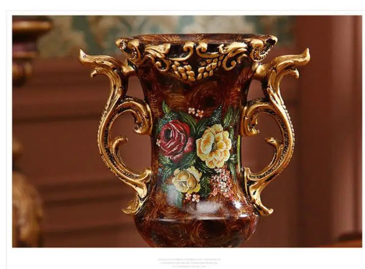 30cm European Resin Vase Stereoscopic Dried Fowers Arrangement Wobble Plate Living Room Entrance Ornaments Home Decorations