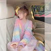 Rainbow Knitted Cardigan Women Autumn Winter Sweet Kawaii Sweater Coat Female Long Korean Button Down Cardigan Fall 2023 Women