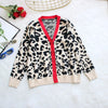 2024 New Autumn And Winter Women's Knitted Leopard Print Cardigans Ladies Single-Breasted Sweater Red Jumper Female Clothing